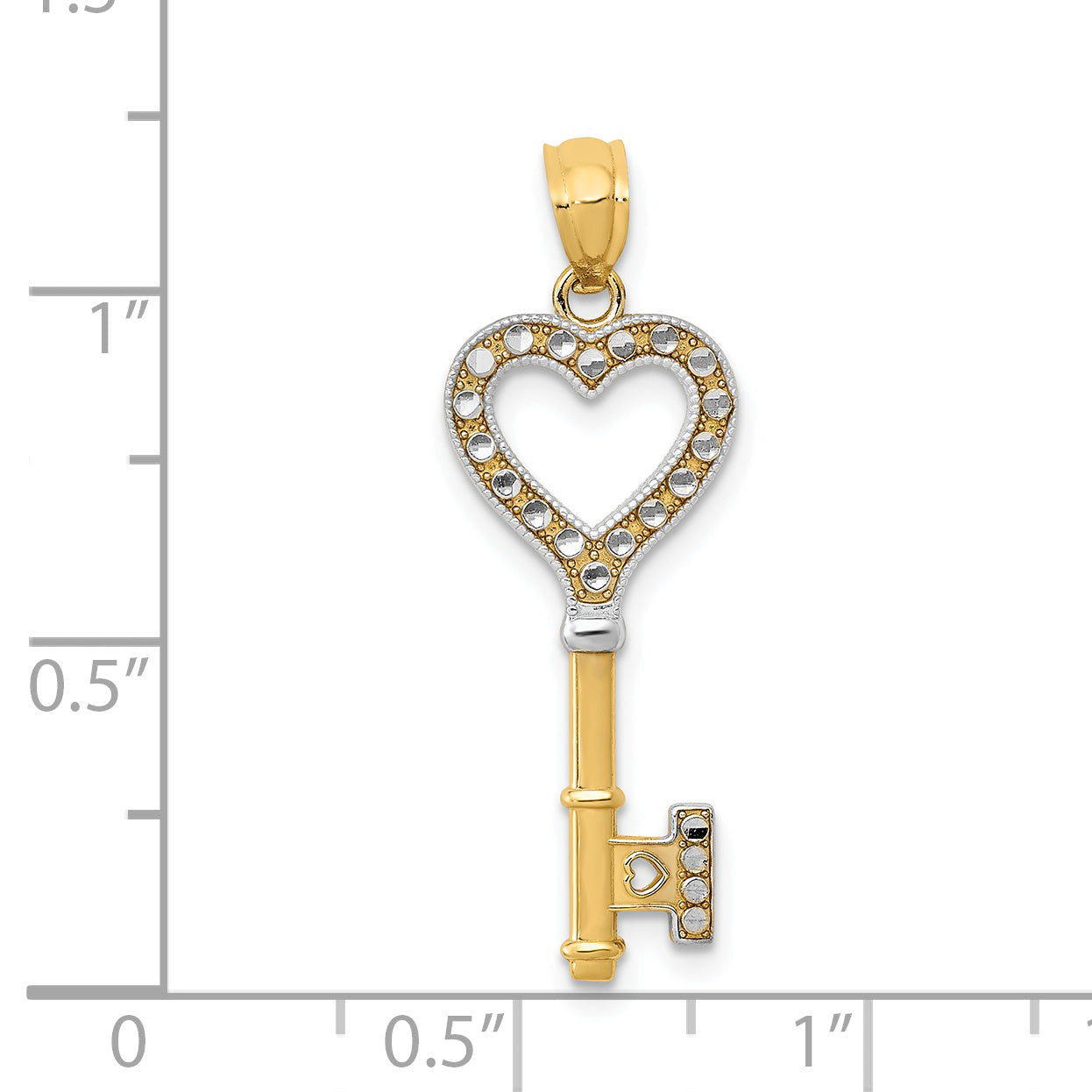 14k Yellow & Rhodium 14K w/White Rhodium Polished Heart Key Charm