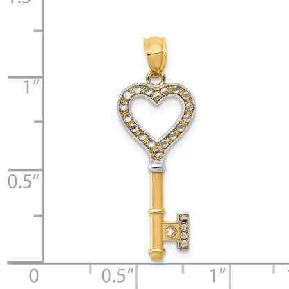 14k Yellow & Rhodium 14K w/White Rhodium Polished Heart Key Charm