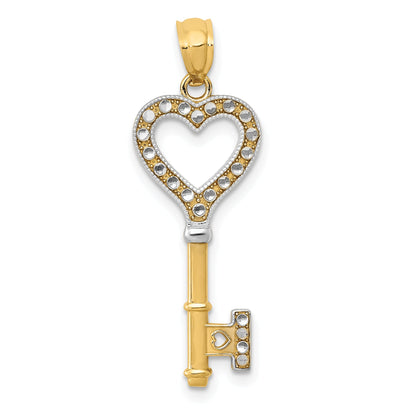 14k Yellow & Rhodium 14K w/White Rhodium Polished Heart Key Charm