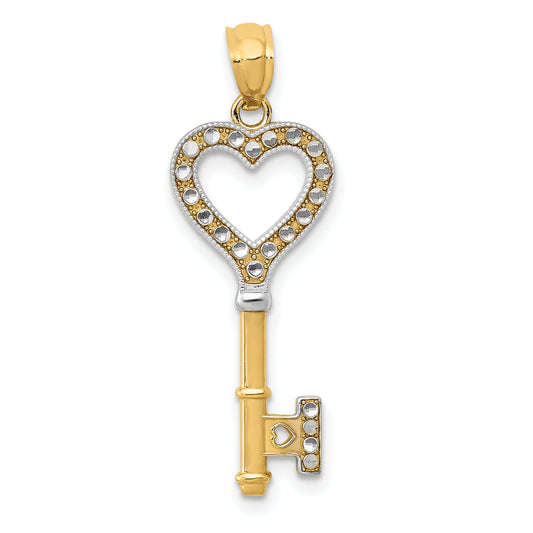 14k Yellow & Rhodium 14K w/White Rhodium Polished Heart Key Charm