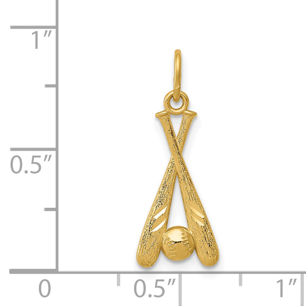 14k Yellow Gold 14K Baseball Bats and Ball Pendant