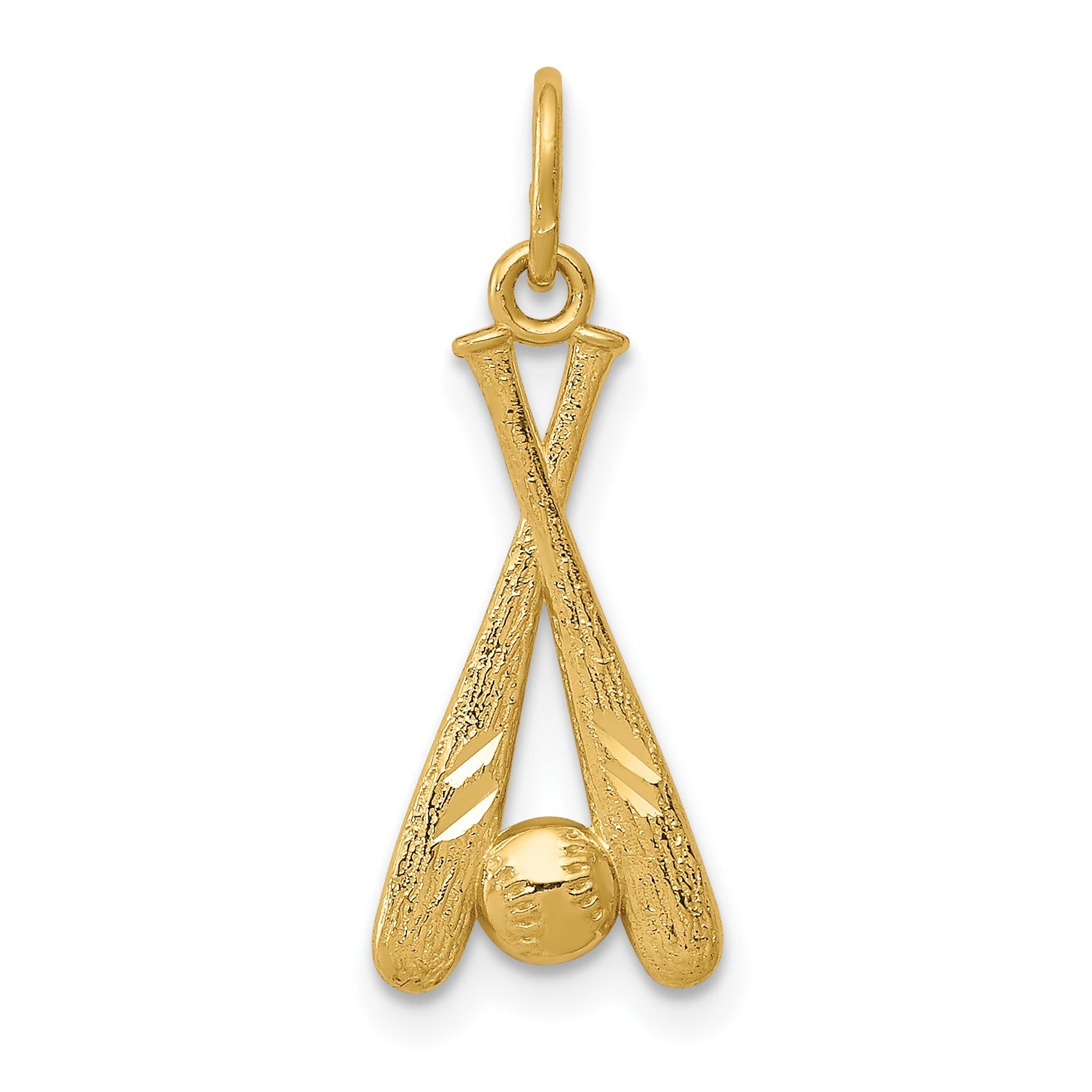 14k Yellow Gold 14K Baseball Bats and Ball Pendant