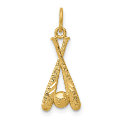 14k Yellow Gold 14K Baseball Bats and Ball Pendant
