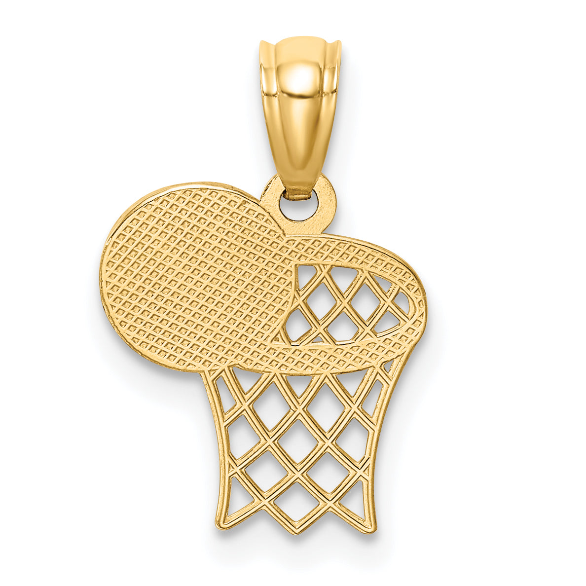 14k Yellow Gold 14K Basketball and Hoop Pendant