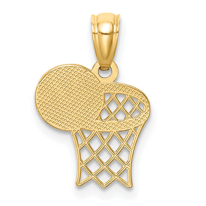 14k Yellow Gold 14K Basketball and Hoop Pendant