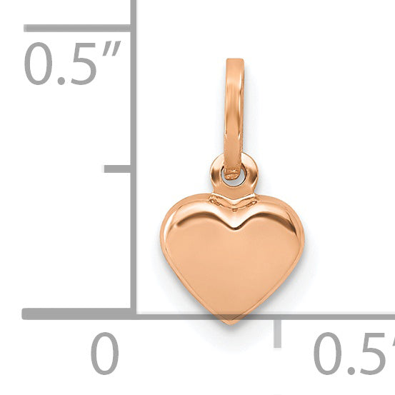 14k Rose Gold 14K Rose Gold Polished 3-D Heart Charm