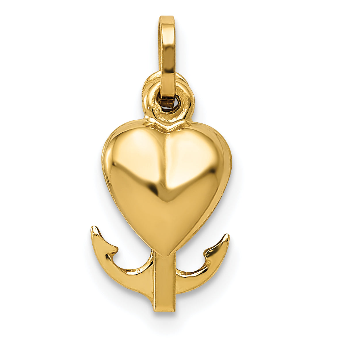 14k Yellow Gold 14K Polished Heart Cross Anchor Pendant