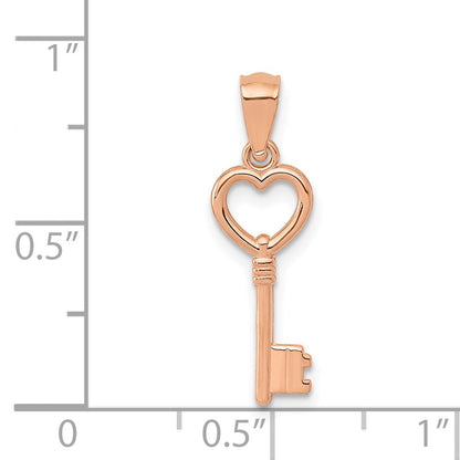 14k Rose Gold 14K Rose Gold 3D Polished Heart Key Charm