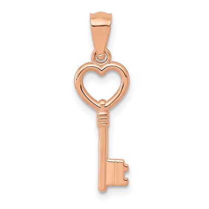 14k Rose Gold 14K Rose Gold 3D Polished Heart Key Charm
