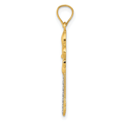 14k Yellow & Rhodium 14K w/ White Rhodium Polished Fleur De Lis Key Charm