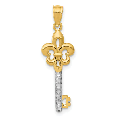 14k Yellow & Rhodium 14K w/ White Rhodium Polished Fleur De Lis Key Charm