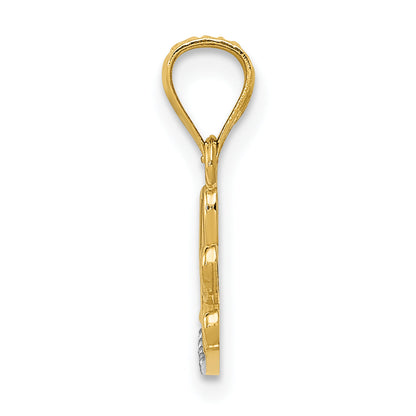 14k Yellow & Rhodium 14k w/Rhodium Diamond-cut LOVE Pendant
