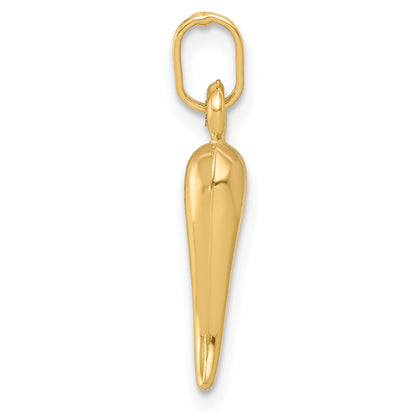14k Yellow Gold 14k Hollow Italian Horn Charm