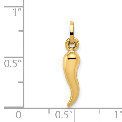 14k Yellow Gold 14k Hollow Italian Horn Charm