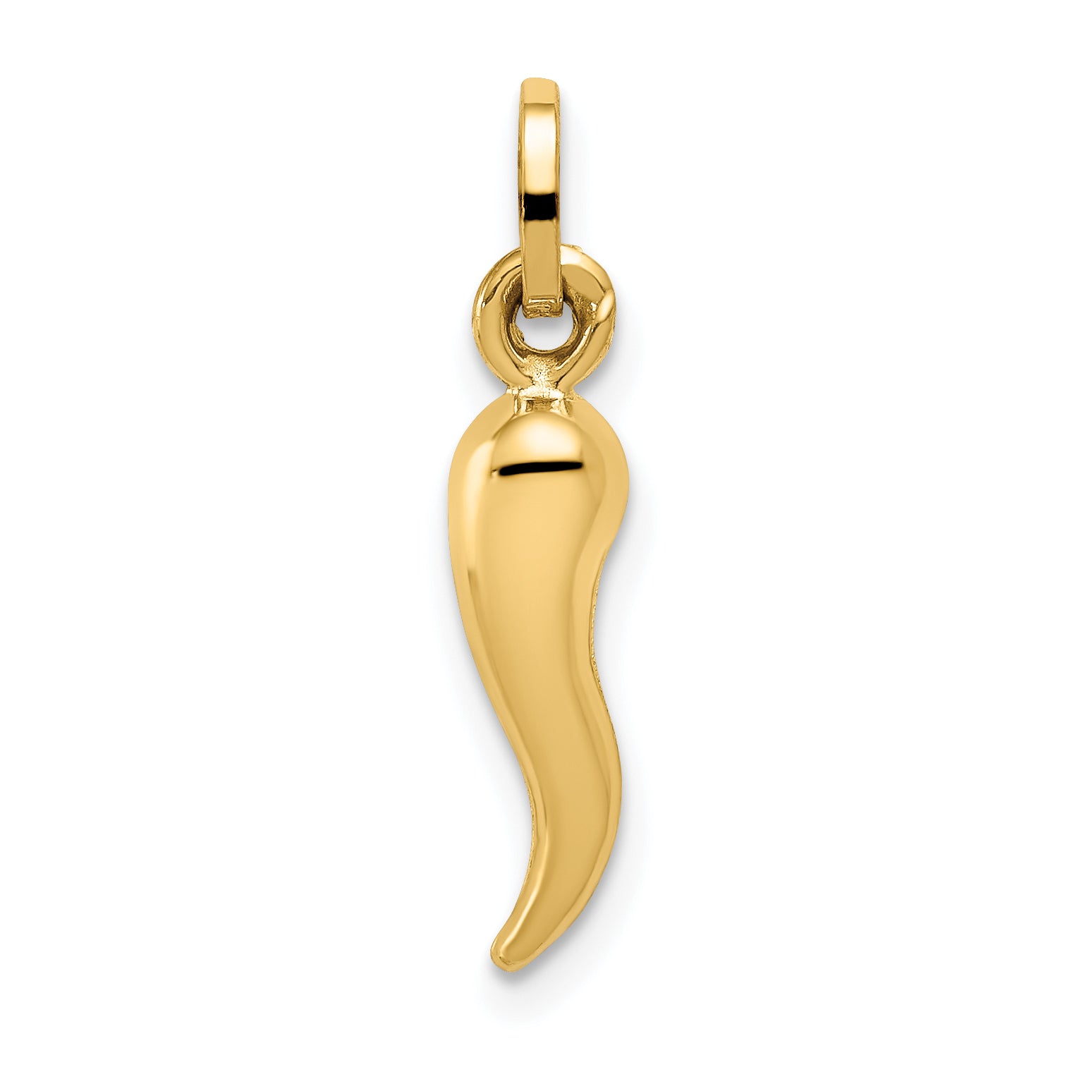 14k Yellow Gold 14k Hollow Italian Horn Charm