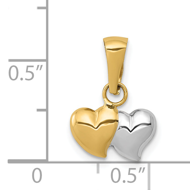 14k Yellow & Rhodium 14K w/White Rhodium Double Heart Pendant