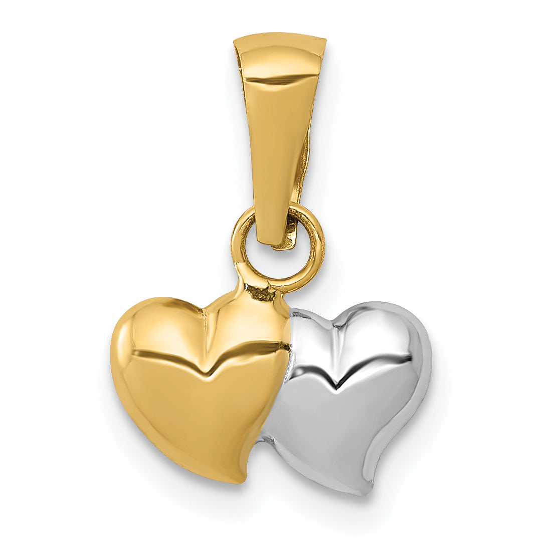 14k Yellow & Rhodium 14K w/White Rhodium Double Heart Pendant