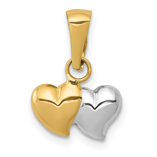 14k Yellow & Rhodium 14K w/White Rhodium Double Heart Pendant
