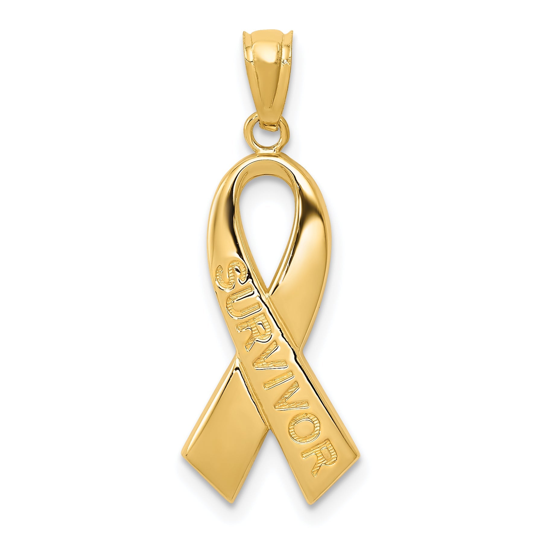 14k Yellow Gold 14k Gold Polished SURVIVOR Ribbon Pendant