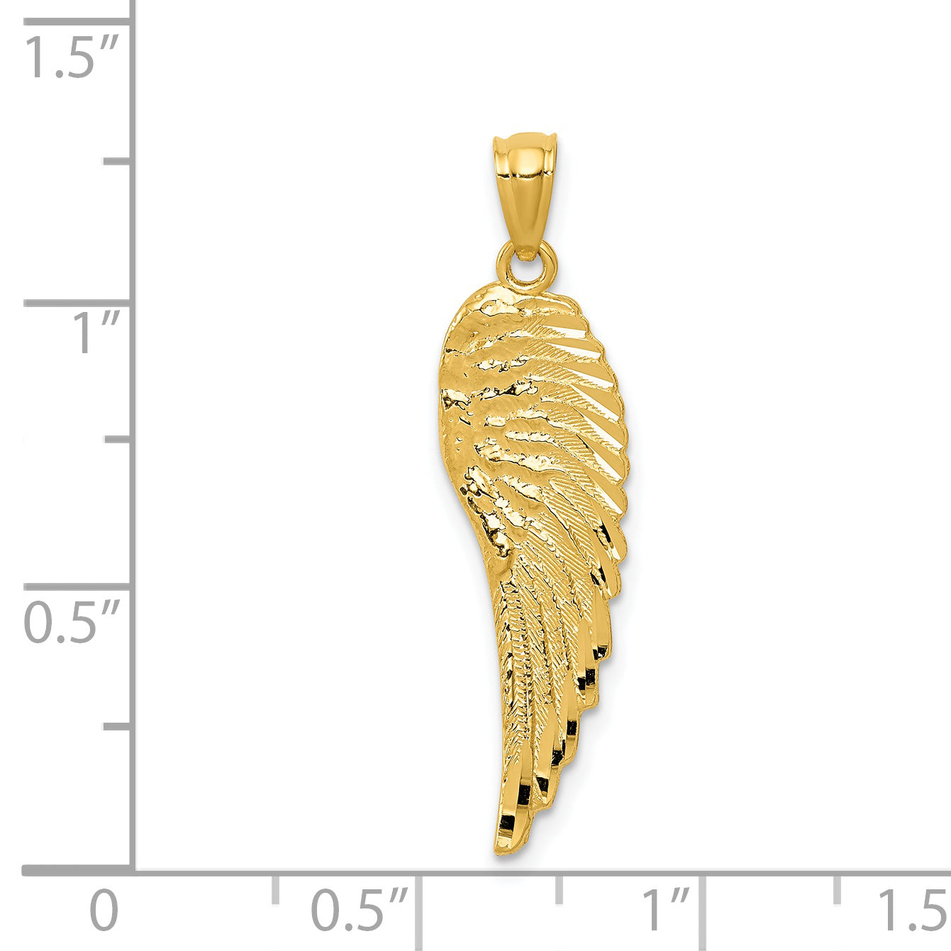 14k Yellow Gold 14K Gold Polished and Textured Angel Wing Pendant