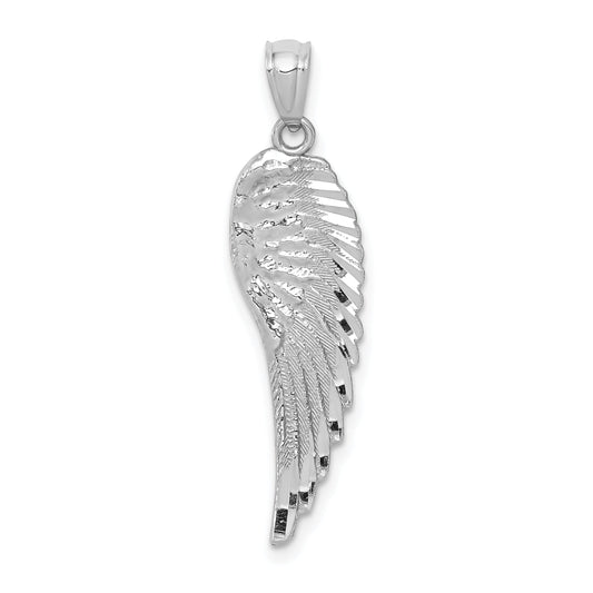 14k White Gold 14K White Gold Polished and Textured Angel Wing Pendant