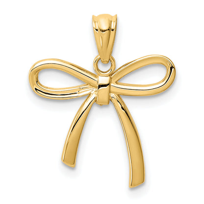 14k Yellow Gold 14k Gold Polished Small Ribbon Bow Pendant
