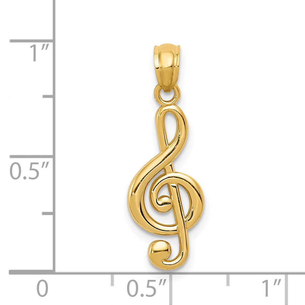 14k Yellow Gold 14k Gold Polished Treble Clef Pendant