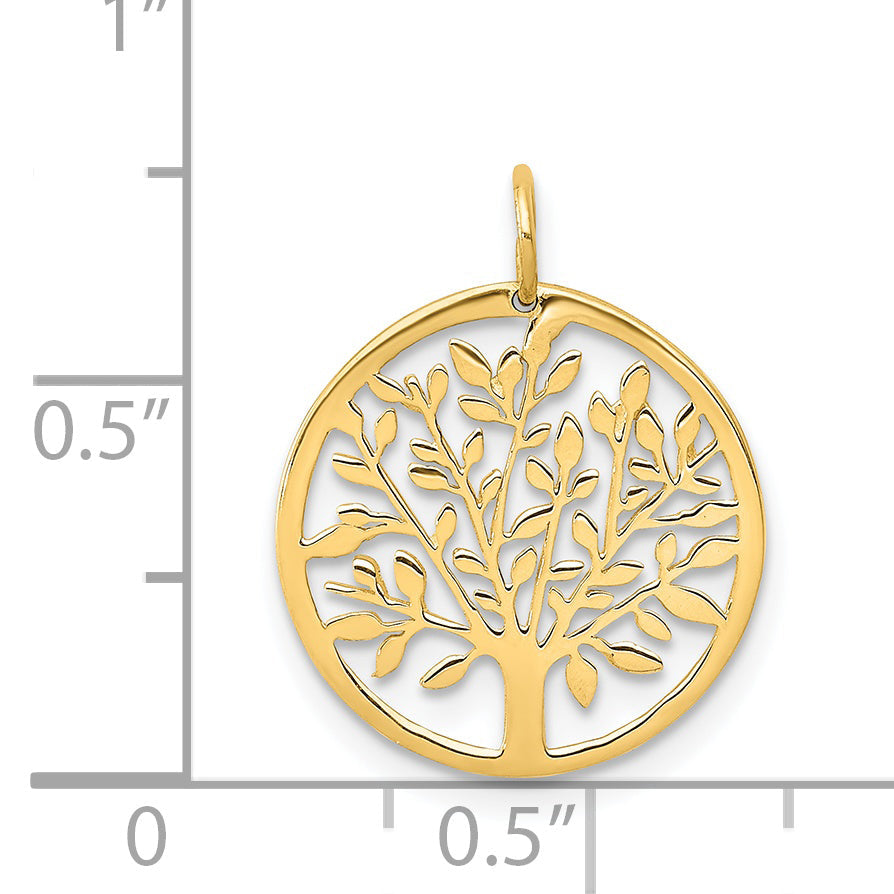 14k Yellow Gold 14k Round Tree Pendant