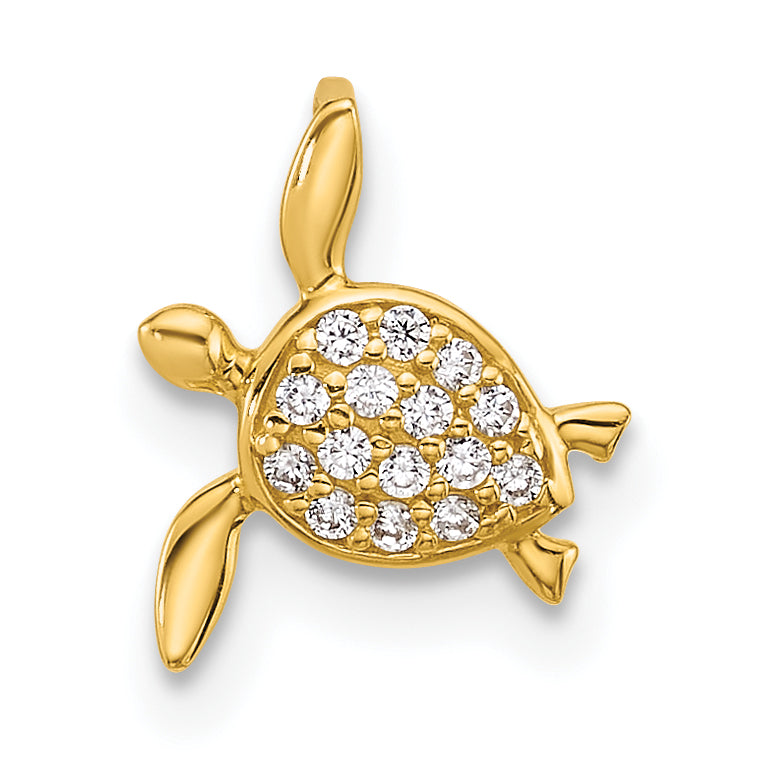 14k Yellow Gold 14k Childrens CZ Sea Turtle Chain Slide