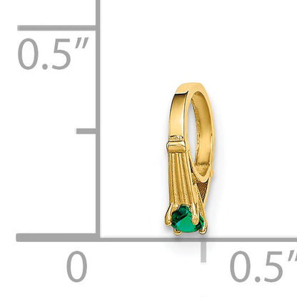 14k Yellow Gold 14K 3D Ring with Dark Green Glass Stone Charm