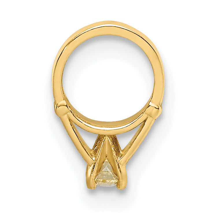 14k Yellow Gold 14K 3D Ring with Yellow CZ Charm