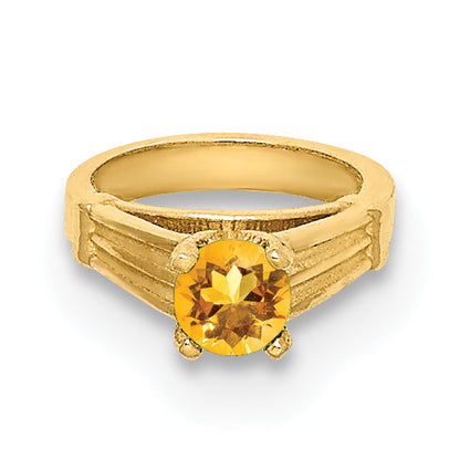 14k Yellow Gold 14K 3D Ring with Yellow CZ Charm