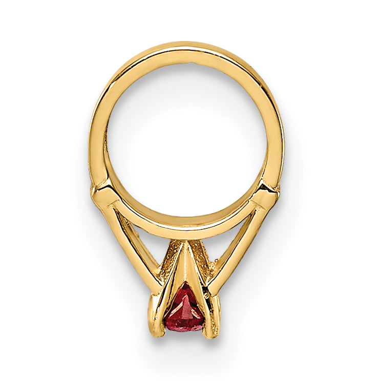 14k Yellow Gold 14K 3D Ring with Red CZ Charm