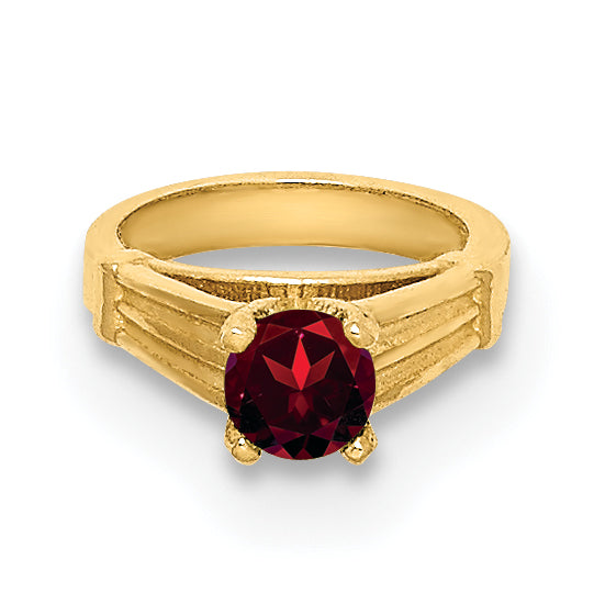 14k Yellow Gold 14K 3D Ring with Red CZ Charm