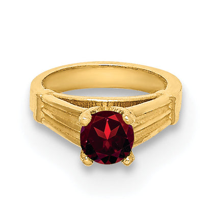 14k Yellow Gold 14K 3D Ring with Red CZ Charm