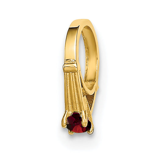 14k Yellow Gold 14K 3D Ring with Red CZ Charm