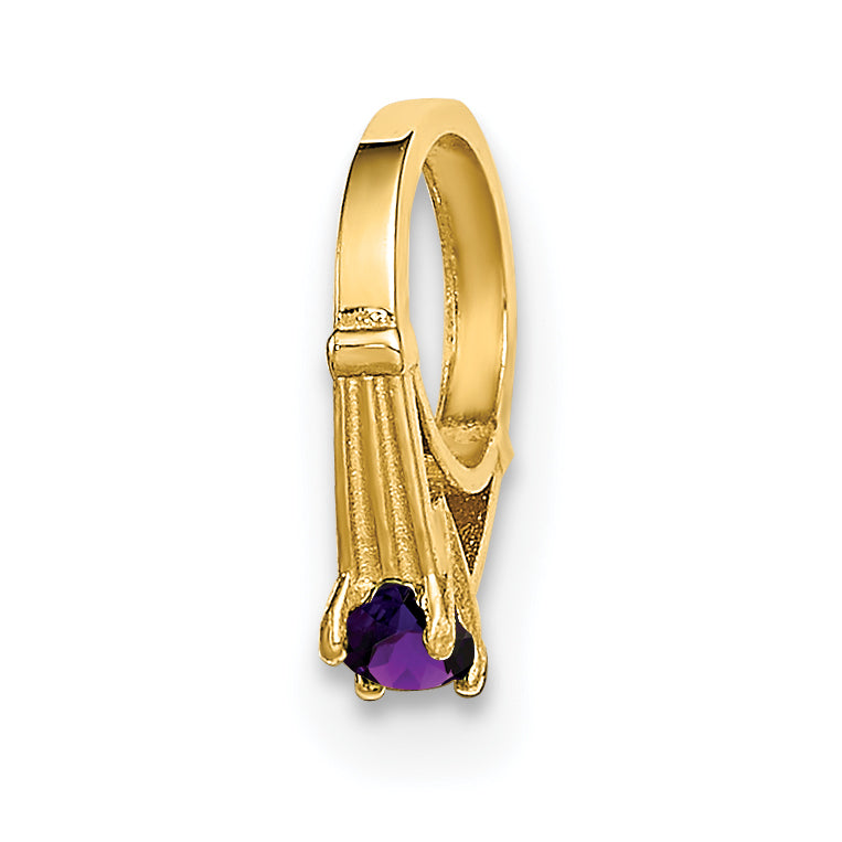 14k Yellow Gold 14K 3D Ring with Dark Purple CZ Charm
