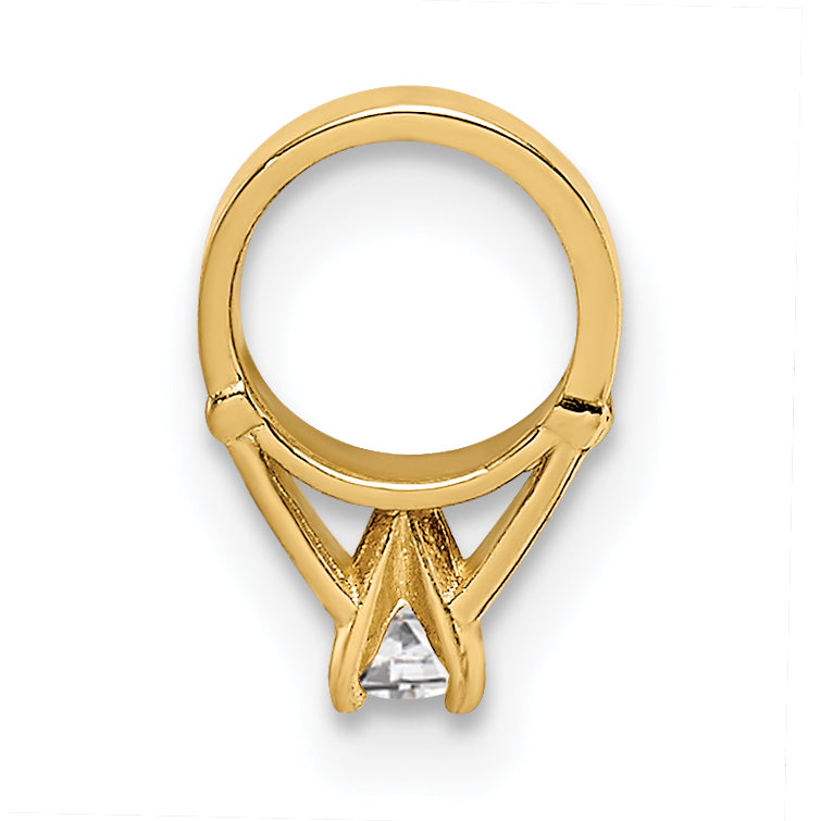 14k Yellow Gold 14K 3D Ring with White CZ Charm