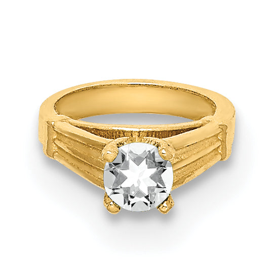 14k Yellow Gold 14K 3D Ring with White CZ Charm