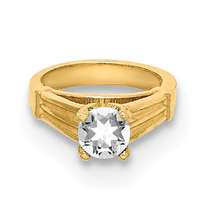 14k Yellow Gold 14K 3D Ring with White CZ Charm