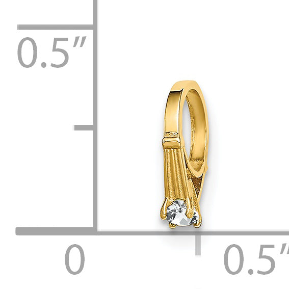 14k Yellow Gold 14K 3D Ring with White CZ Charm