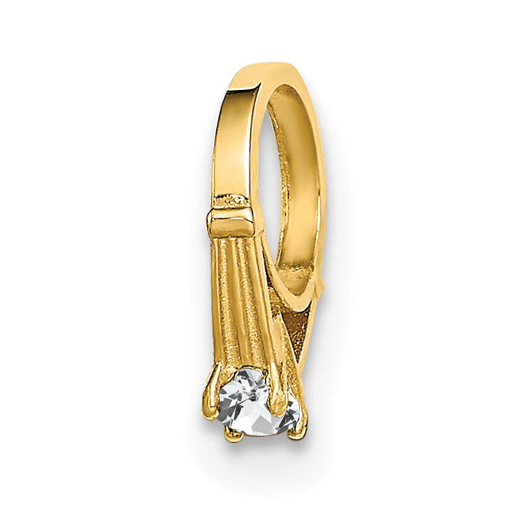 14k Yellow Gold 14K 3D Ring with White CZ Charm