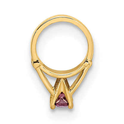 14k Yellow Gold 14K 3D Ring with Light Purple CZ Charm