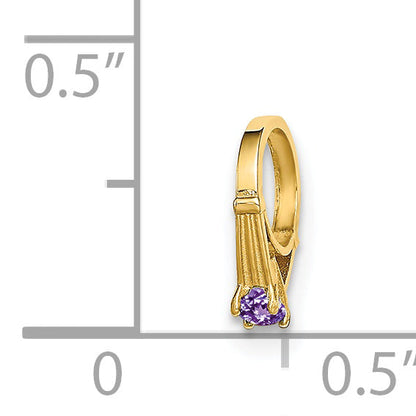 14k Yellow Gold 14K 3D Ring with Light Purple CZ Charm