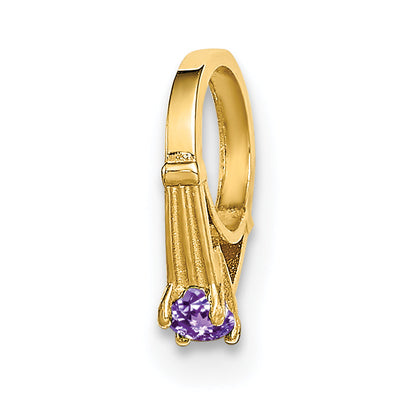 14k Yellow Gold 14K 3D Ring with Light Purple CZ Charm