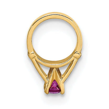 14k Yellow Gold 14K 3D Ring with Dark Pink CZ Charm