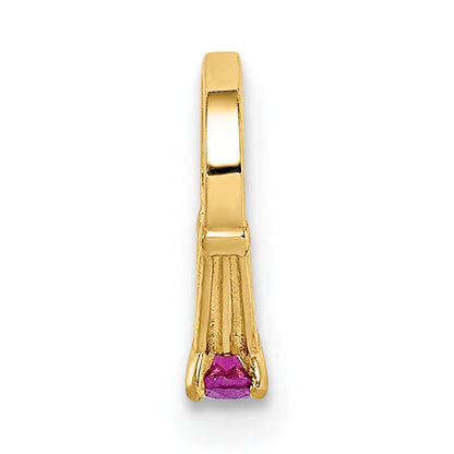 14k Yellow Gold 14K 3D Ring with Dark Pink CZ Charm