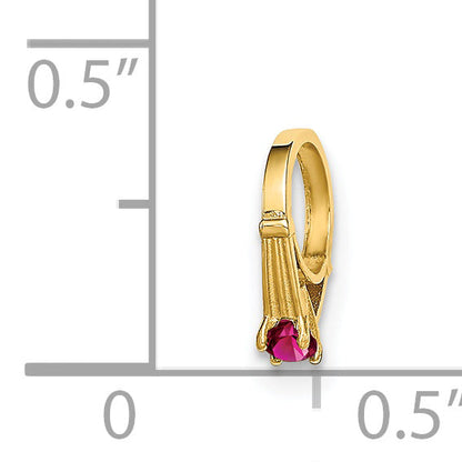 14k Yellow Gold 14K 3D Ring with Dark Pink CZ Charm