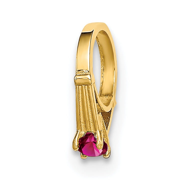 14k Yellow Gold 14K 3D Ring with Dark Pink CZ Charm