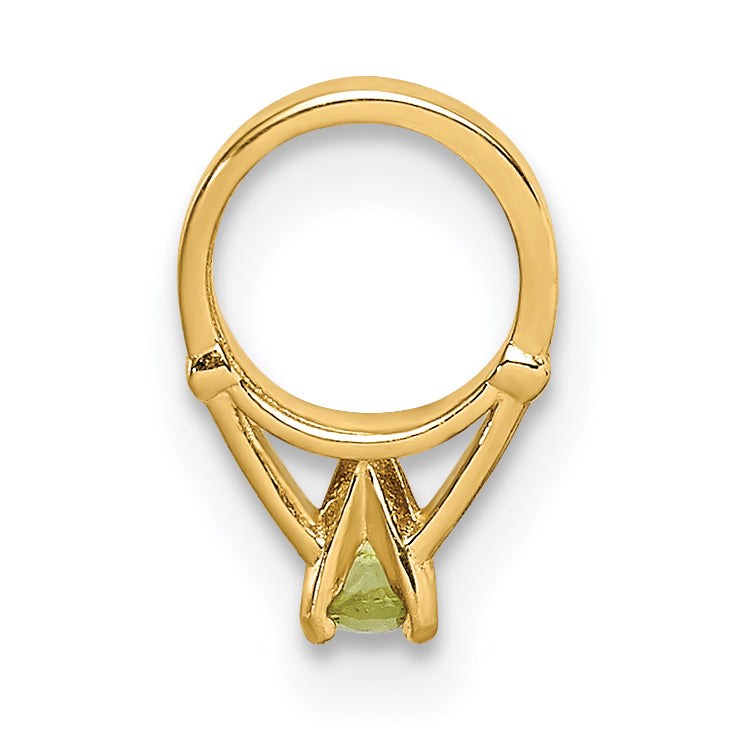 14k Yellow Gold 14K 3D Ring with Light Green Glass Stone Charm